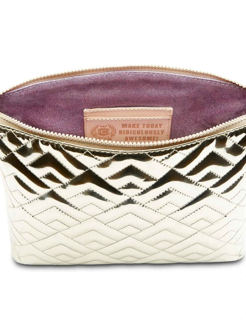 BRAND NEW! Consuela Gold Quilted Crossbody with Blue Striped Strap